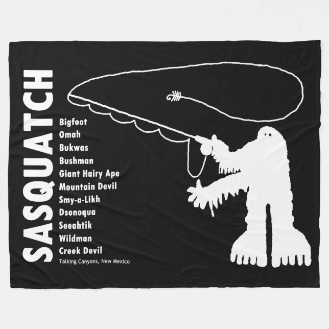 Sasquatch Angler Petroglyph Fleece Blanket (Front (Horizontal))