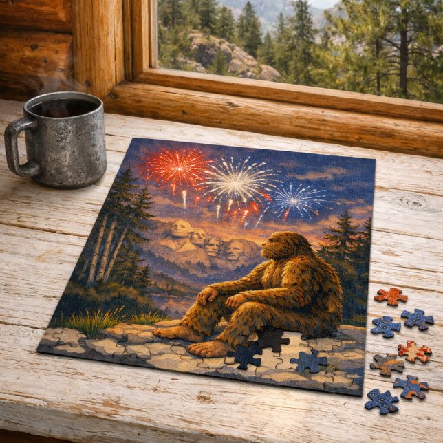 Sasquatch at Mount Rushmore Fireworks Night  Jigsaw Puzzle (Creator Uploaded)