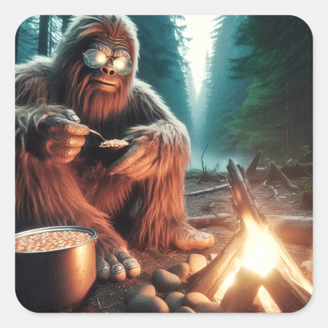 Sasquatch at the Campfire Square Sticker (Front)