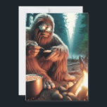 Sasquatch at the Campfire Thank You Card<br><div class="desc">In the deep forests of the Pacific Northwest,  sitting peacefully by a campfire,  Sasquatch cooks baked beans for dinner.</div>
