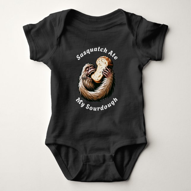 Sasquatch Ate My Sourdough Baby Bodysuit (Front)