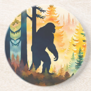 Sasquatch Autumn Landscape Sunset Coaster