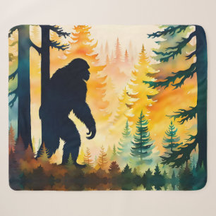 Sasquatch Autumn Landscape Sunset Fleece Blanket