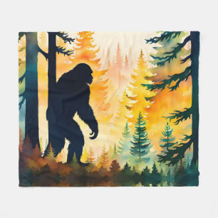 Sasquatch Autumn Landscape Sunset Fleece Blanket