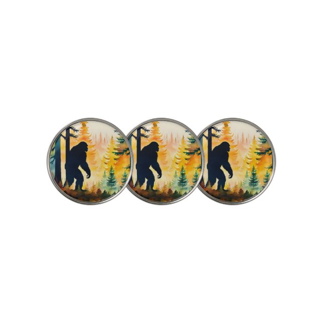 Sasquatch Autumn Landscape Sunset Golf Ball Marker (3 Up)