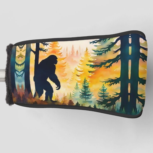 Sasquatch Autumn Landscape Sunset Golf Head Cover (Front)