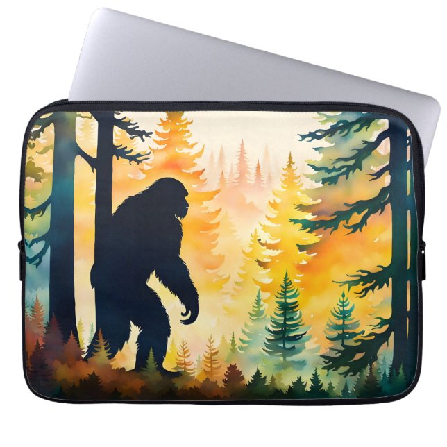 Sasquatch Autumn Landscape Sunset Laptop Sleeve (Front)