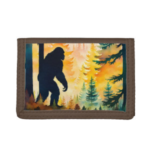 Sasquatch Autumn Landscape Sunset Tri-fold Wallet