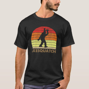 Sasquatch Axe Throwing Funny Lumberjack Bigfoot Me T-Shirt