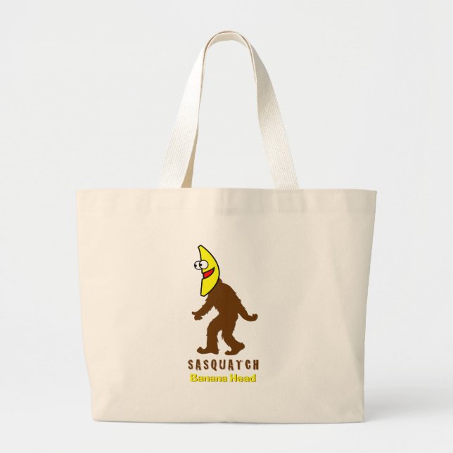 Sasquatch Banana Head Large Tote Bag (Front)