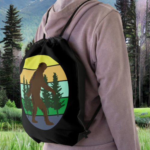Sasquatch Believer  Vintage Sunset Bigfoot   Drawstring Bag