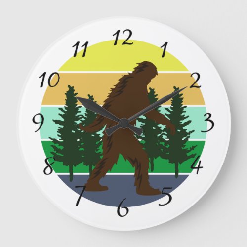 Sasquatch Believer  Vintage Sunset Bigfoot   Large Clock