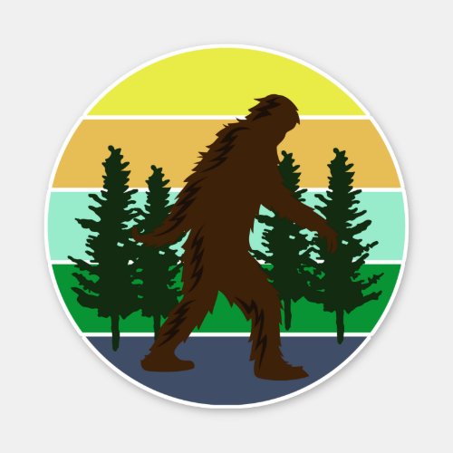 Sasquatch Believer  Vintage Sunset Bigfoot   Sticker