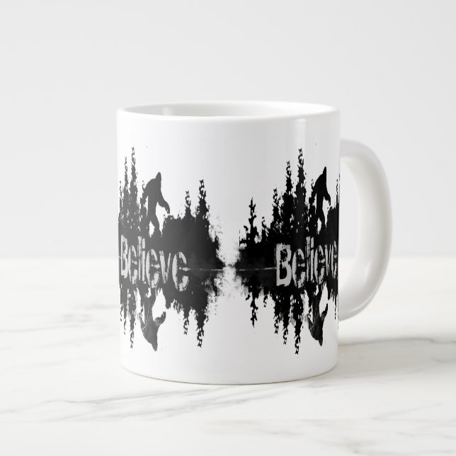 Sasquatch, Big Foot Lake Reflection Large Coffee Mug (Front Right)