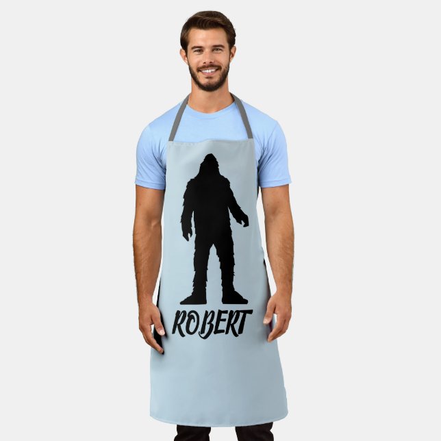 SASQUATCH BIGFOOT CUSTOM PERSONALIZED MENS APRON (Worn)