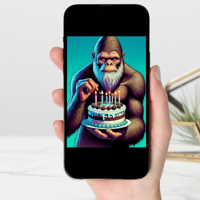 Sasquatch Bigfoot Funny Birthday Card (Front Digital)