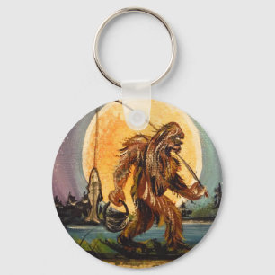 Sasquatch Bigfoot Gone Fishing Original Keychain