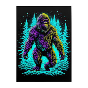 Sasquatch Bigfoot in Teal and Black Acrylic Print