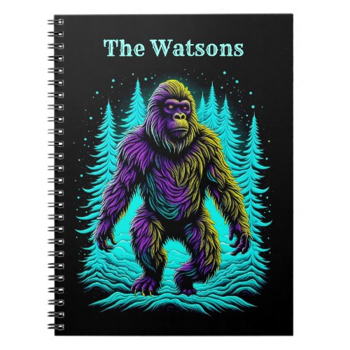 Sasquatch Bigfoot in Teal and Black Personalized Notebook