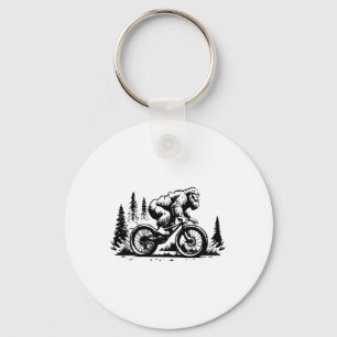 Sasquatch Bigfoot Mountain Biking Funny Bike Bicyc Keychain