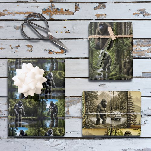 Sasquatch Bigfoot Reflection in Lake Wrapping Paper Sheets