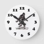 Sasquatch Bigfoot Round Clock at Zazzle