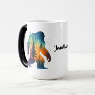 Sasquatch Bigfoot Watercolor Personalized Name Mug