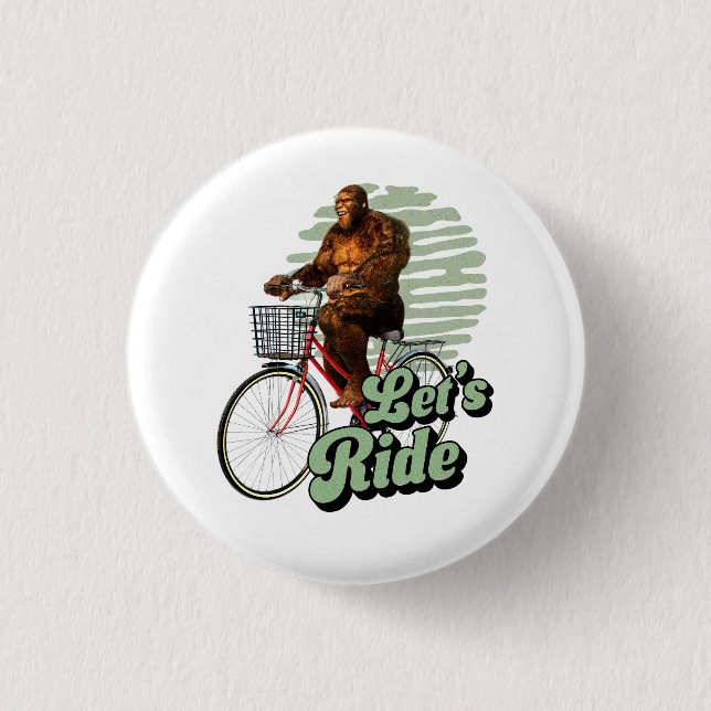 Sasquatch Bike Ride Forest Adventure Button (Front)