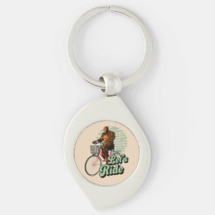 Sasquatch Bike Ride Forest Adventure Keychain