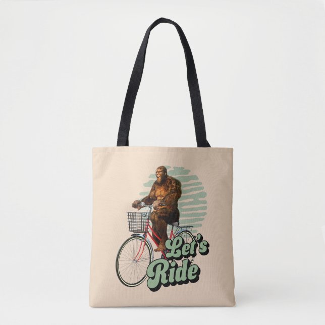 Sasquatch Bike Ride Forest Adventure Tote Bag (Front)