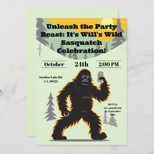 Sasquatch Birthday Invitation