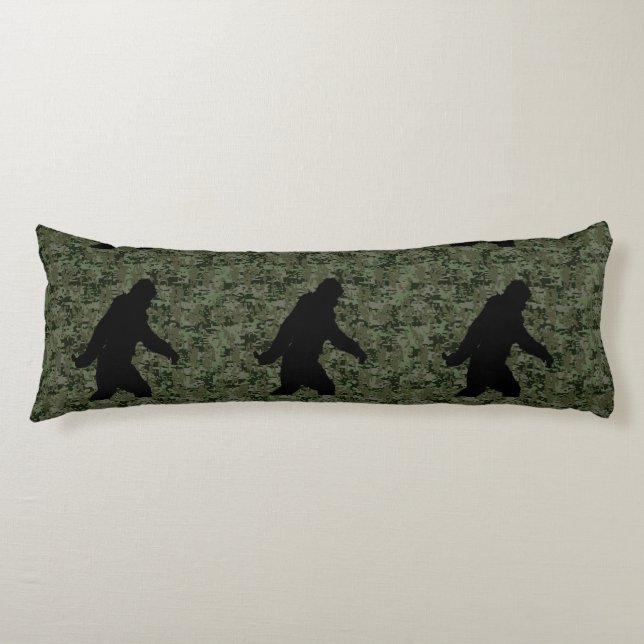 Sasquatch Black Silhouette Digital Camouflage Body Pillow (Front)