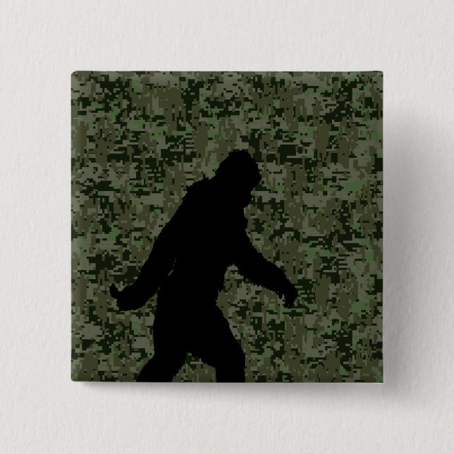 Sasquatch Black Silhouette Digital Camouflage Button (Front)
