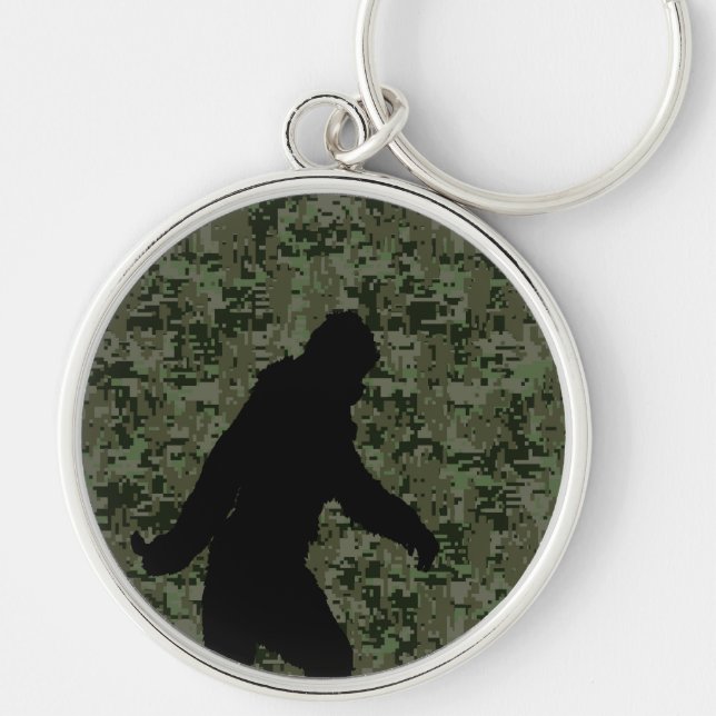 Sasquatch Black Silhouette Digital Camouflage Keychain (Front)