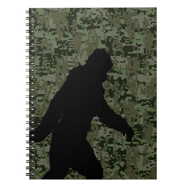 Sasquatch Black Silhouette Digital Camouflage Notebook (Front)
