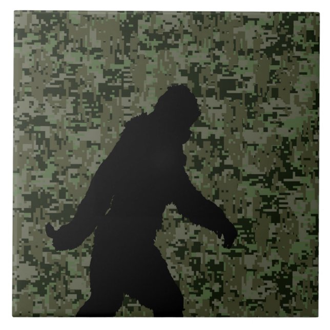 Sasquatch Black Silhouette Digital Camouflage Tile (Front)