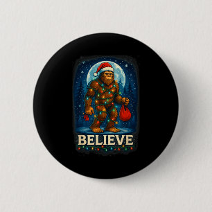 Sasquatch Christmas Lights Holiday Believe  Button