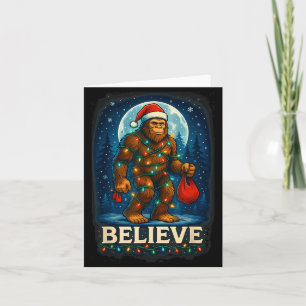 Sasquatch Christmas Lights Holiday Believe  Card