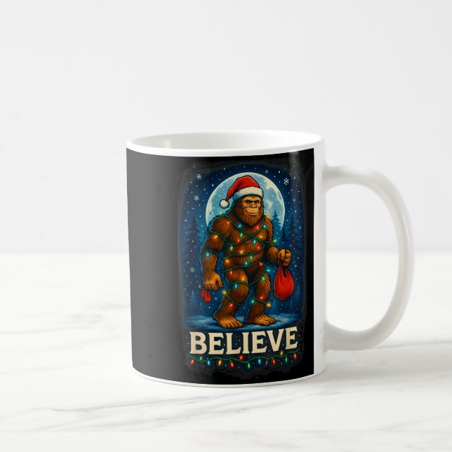 Sasquatch Christmas Lights Holiday Believe  Coffee Mug (Right)