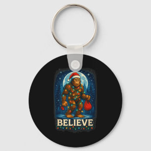 Sasquatch Christmas Lights Holiday Believe  Keychain