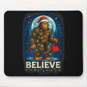Sasquatch Christmas Lights Holiday Believe  Mouse Pad