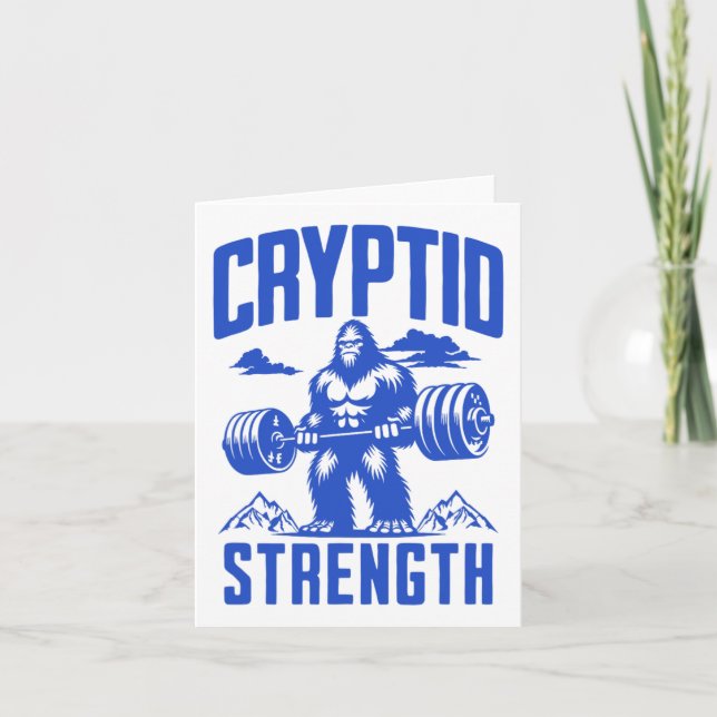 Sasquatch Cryptid Strength Lifting Humor Monochrom Card (Front)