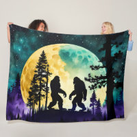 Sasquatch Dance Full moon on the Mountain Fleece Blanket