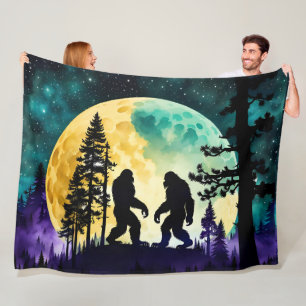 Sasquatch Dance Full moon on the Mountain Fleece Blanket