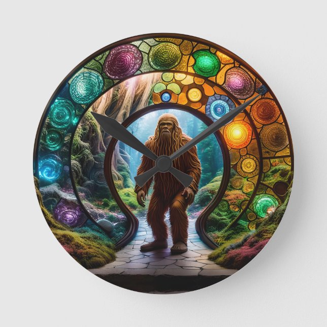 Sasquatch Dimensional Portal Round Clock (Front)