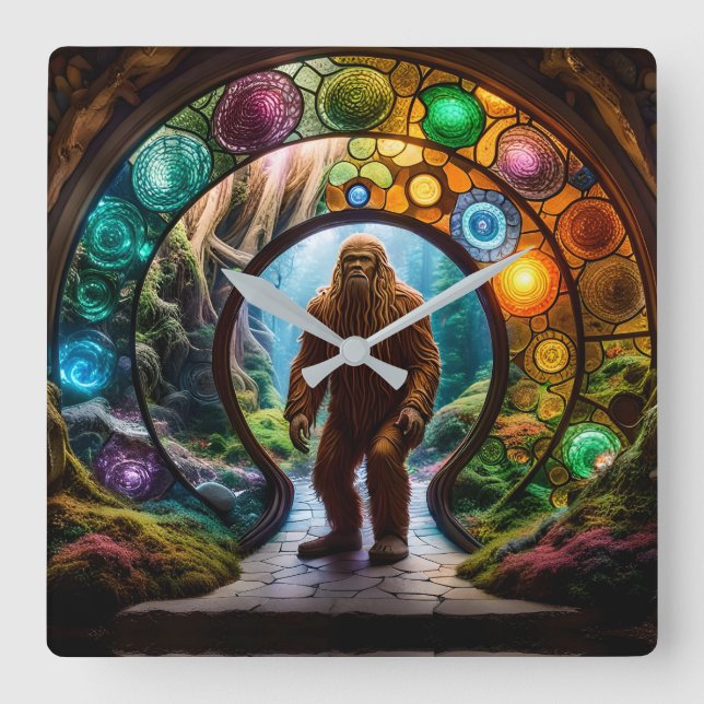 Sasquatch Dimensional Portal Square Wall Clock (Front)