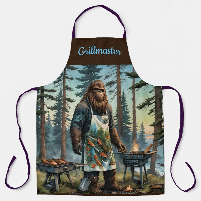 Sasquatch Fish Grillmaster Dad Apron (Front)
