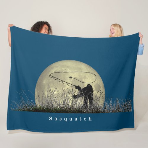 Sasquatch Fly Fishing Fleece Blanket