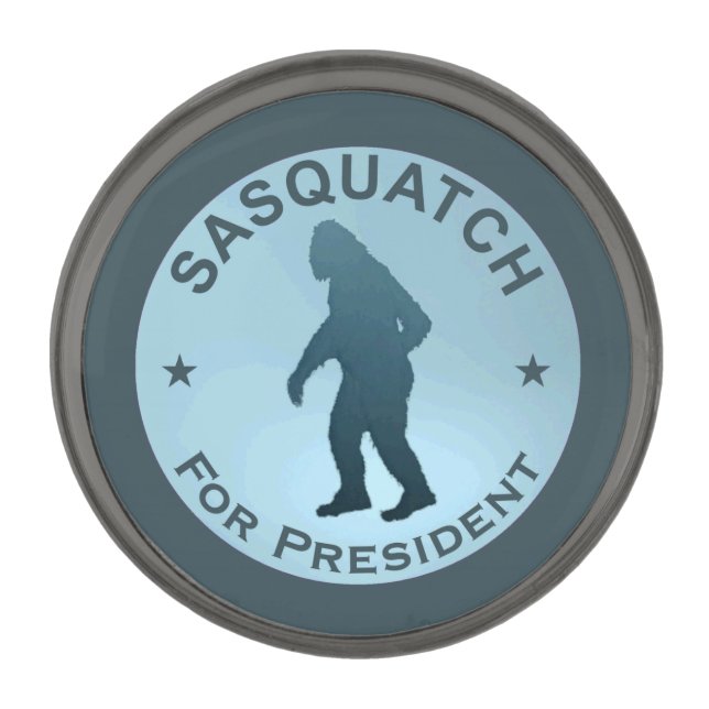 Sasquatch For President Gunmetal Finish Lapel Pin (Front)