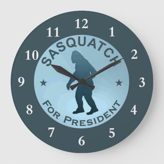 Sasquatch For President Large Clock (Front)